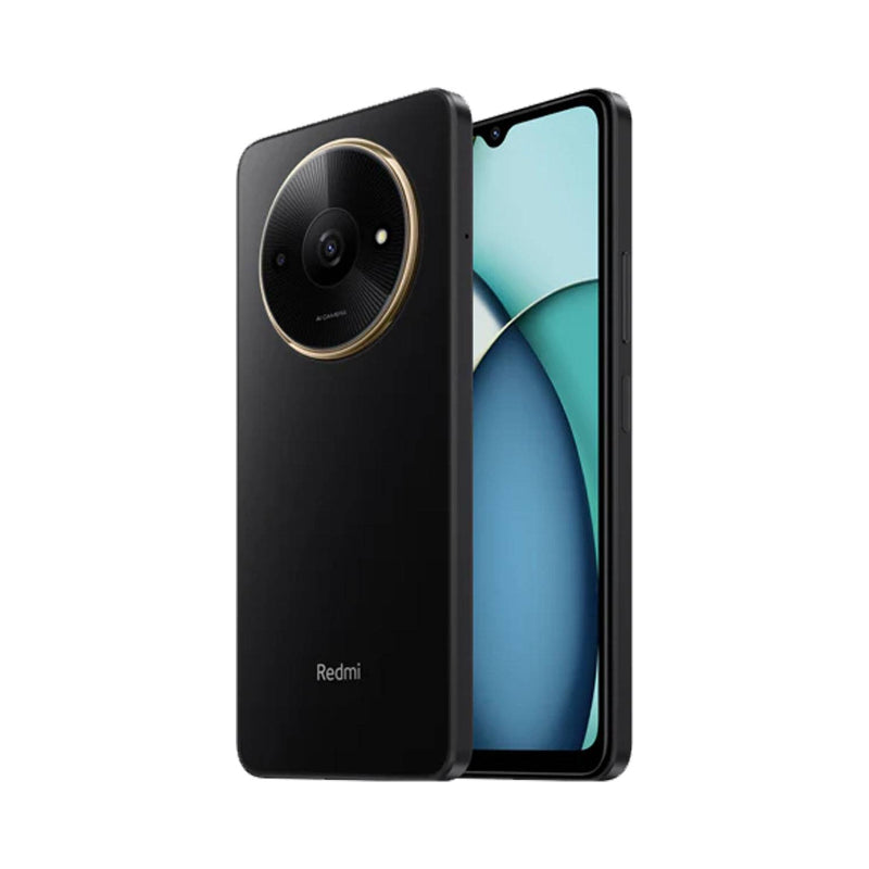 Xiaomi Redmi A3x smartphone in black color with dual rear cameras and the Redmi logo visible on the back.